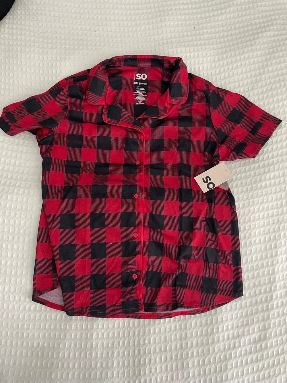 SO Red and Black Buffalo Plaid Short Pajama Set